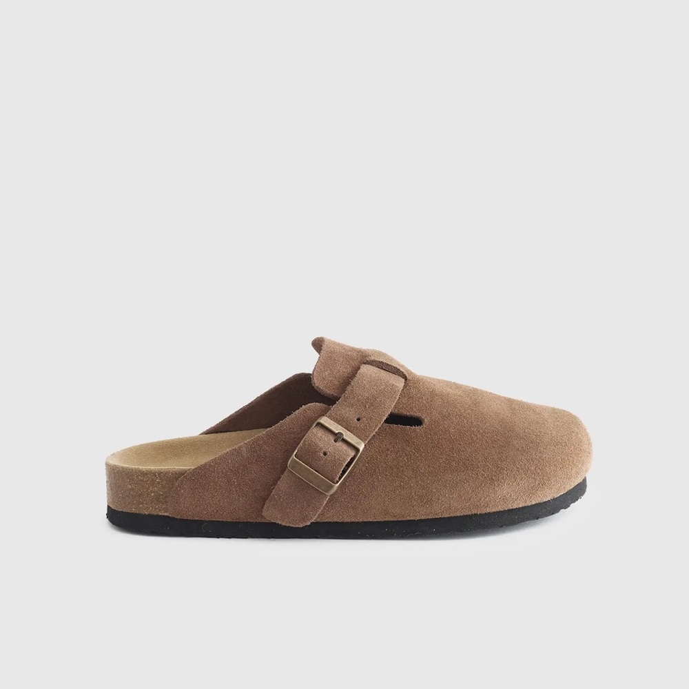 Quince Water Repellent Suede Clog Mule in Cafe